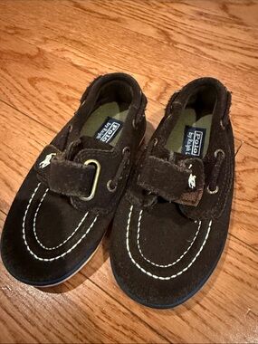 Polo by Ralph Lauren Dark Brown Kids Suede Boat Shoes